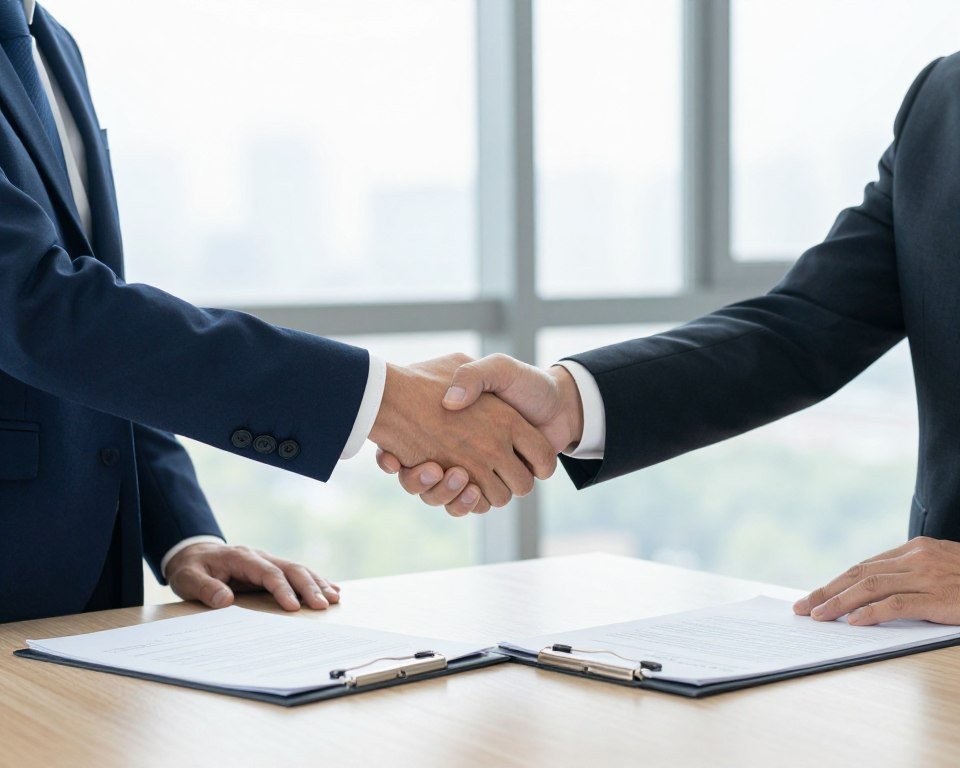 Business handshake partnership agreement