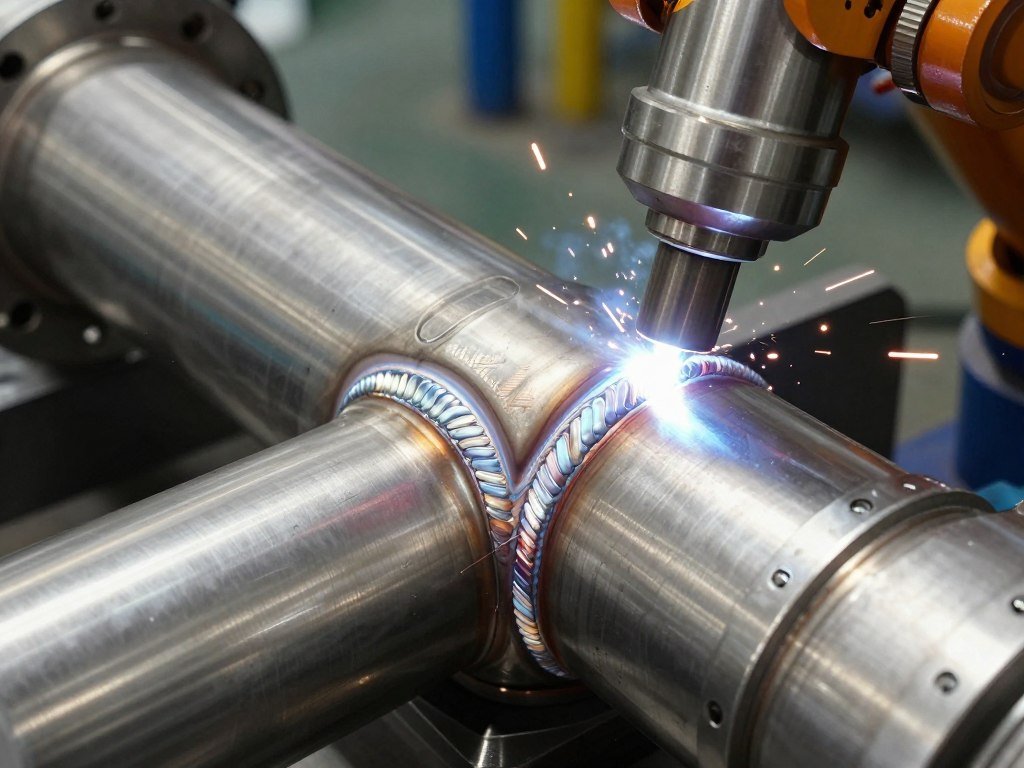 Close-up of precision welding on biomass pellet mill components