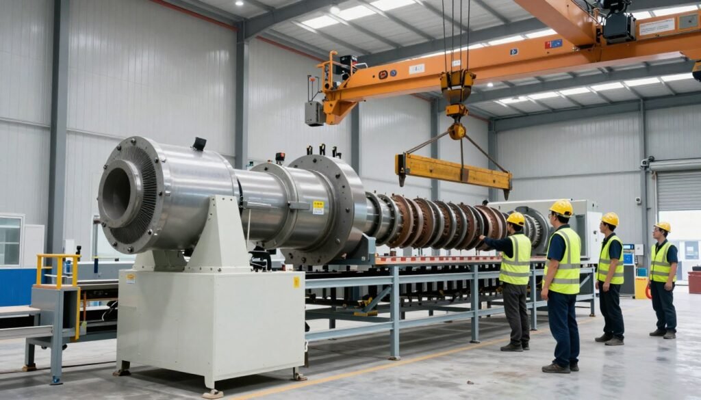 Feed production equipment installation in progress