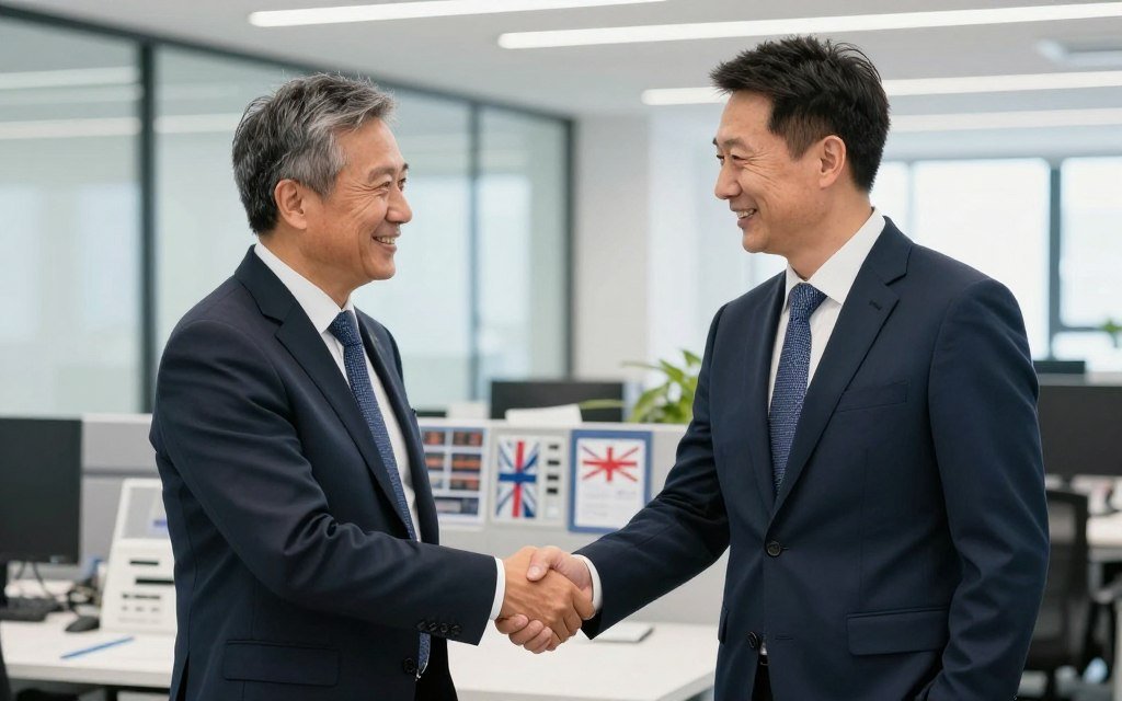 Handshake between MAIKONG representative and UK distributor partner