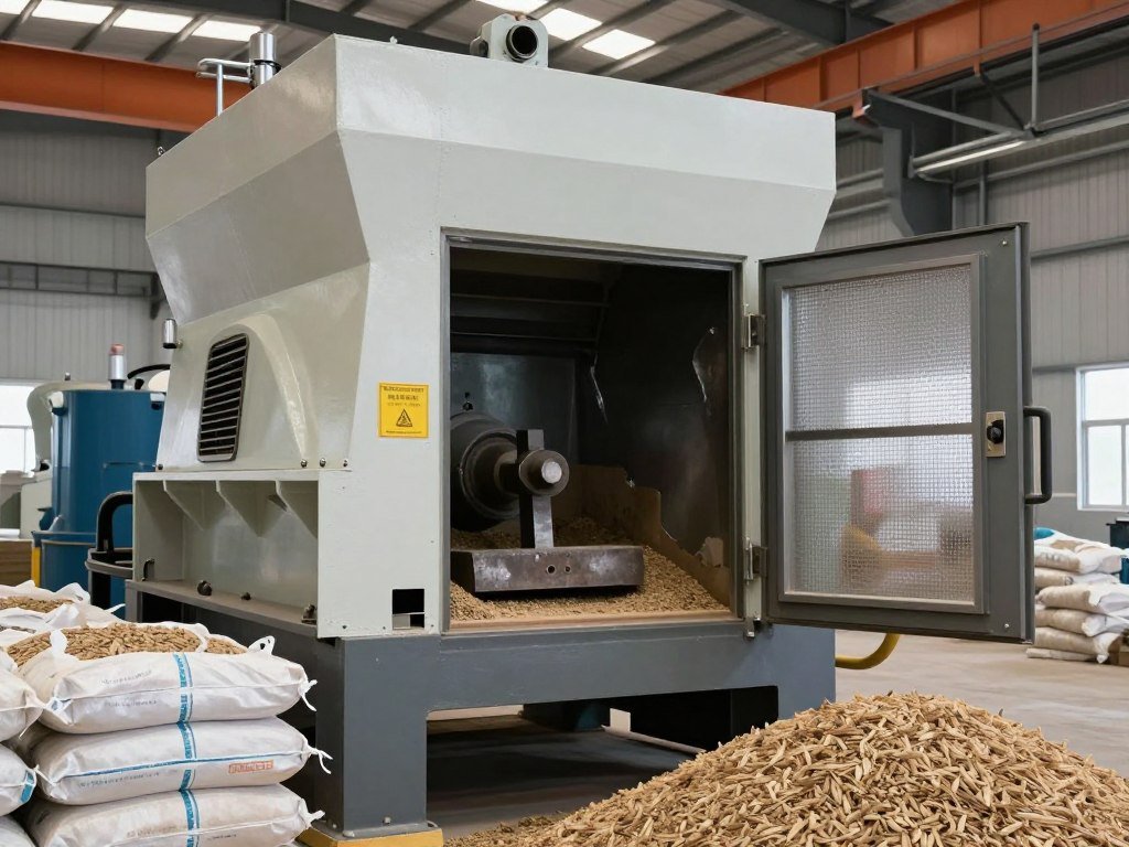 Industrial hammer mill crusher processing biomass raw materials