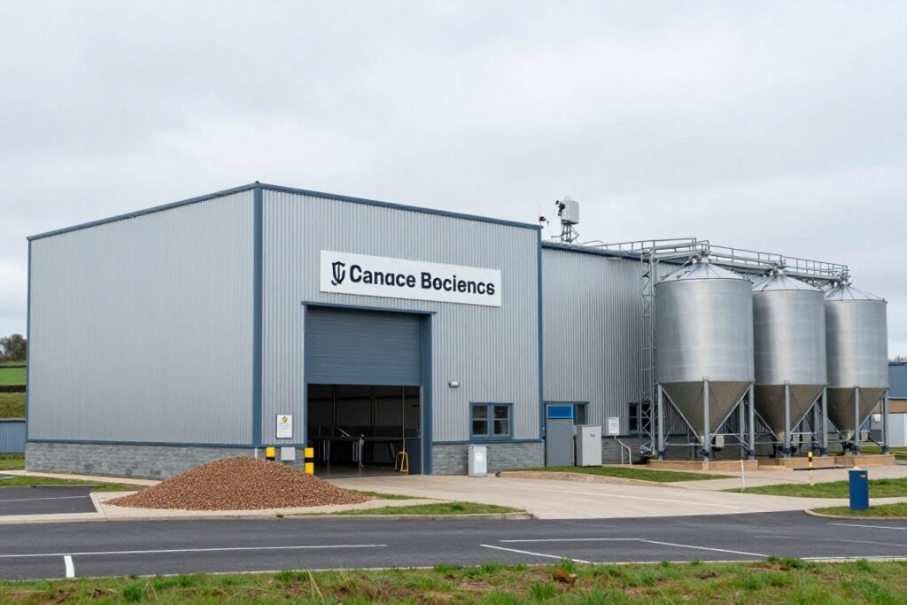 Lincolnshire fish feed production facility exterior view