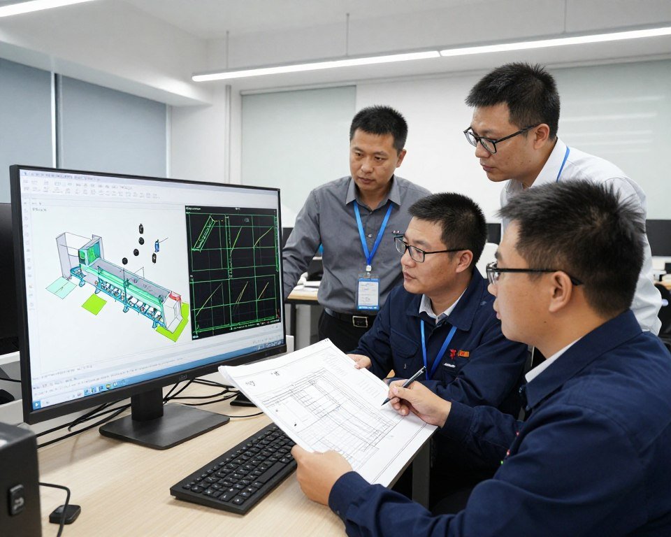 MAIKONG engineering team reviewing custom fish feed production line designs