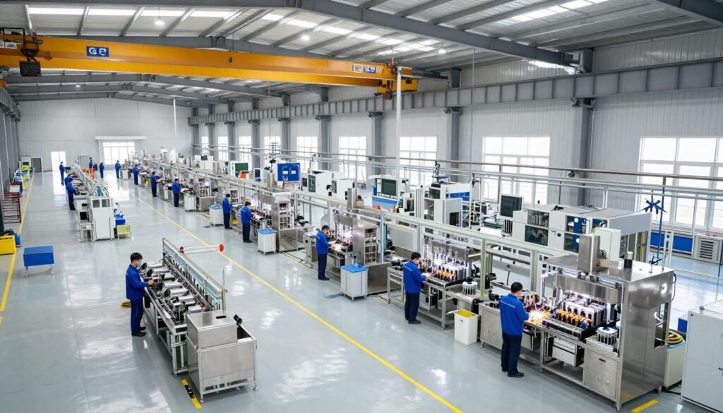 MAIKONG manufacturing facility showing production floor with feed equipment assembly lines MAIKONG manufacturing facility showing production floor with feed equipment assembly lines