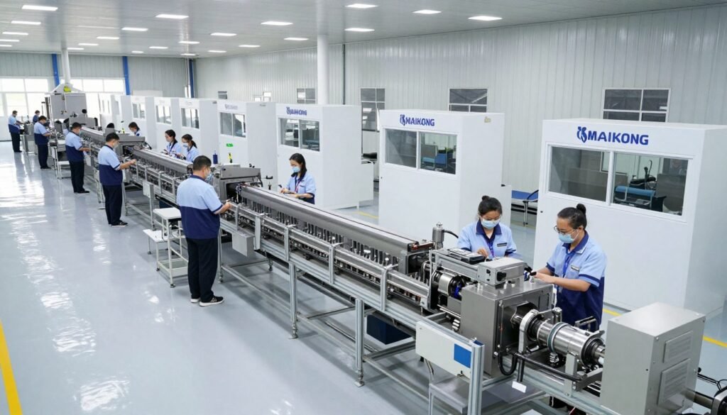 MAIKONG manufacturing facility showing production line assembly and quality control processes