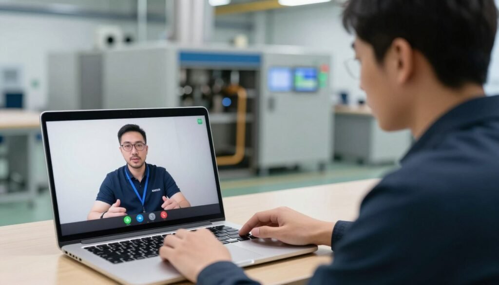 MAIKONG remote technical support session showing video call troubleshooting MAIKONG remote technical support session showing video call troubleshooting