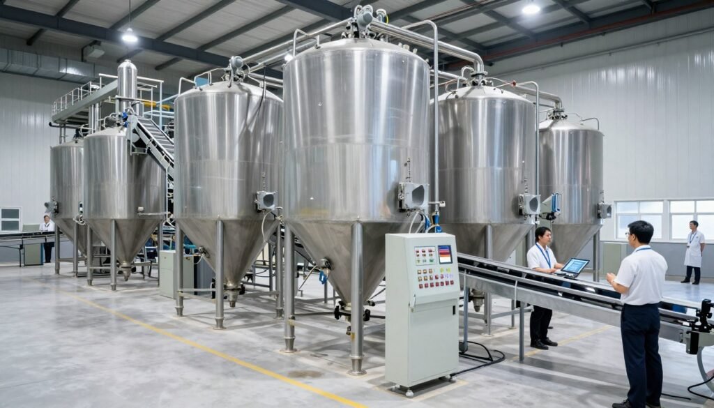 Medium capacity fish feed production facility with automated controls Medium capacity fish feed production facility with automated controls