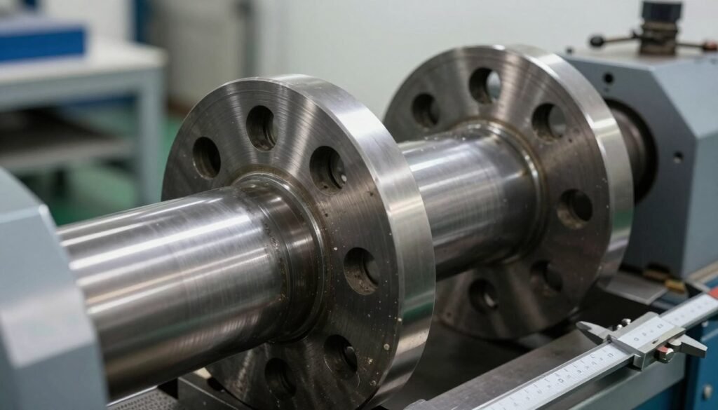 Pellet die and roller assembly showing wear patterns after extended production run