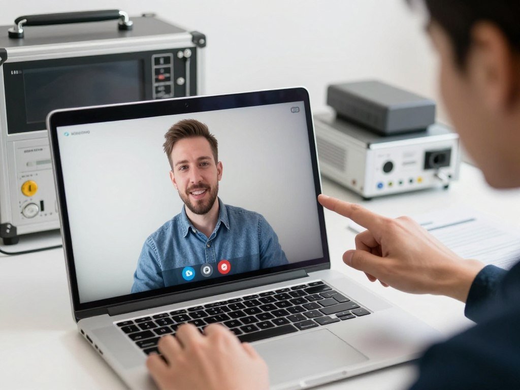 Remote technical support video consultation in progress
