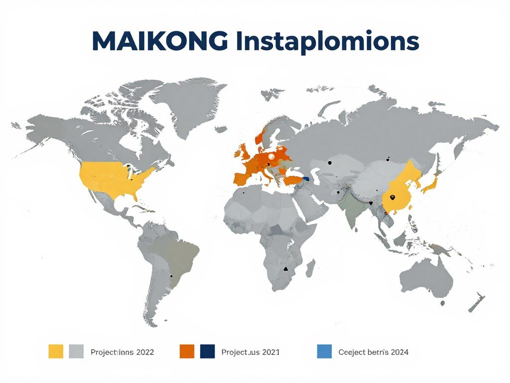 World map showing MAIKONG global installation locations across continents World map showing MAIKONG global installation locations across continents